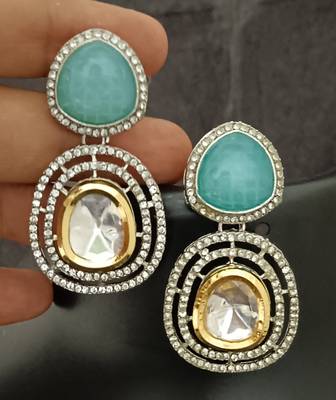 Blue white moissanite stones cz show stopper earrings set 1