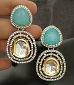 Blue white moissanite stones cz show stopper earrings set