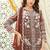 Brown chiffon thread embroidered sequin salwar suit