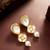 gold plated long pear drop earrings with pearl dangle