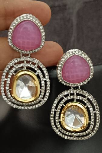 Ruby white moissanite stones cz show stopper earrings set