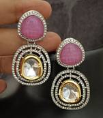 Ruby white moissanite stones cz show stopper earrings set