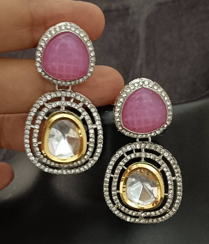 Ruby white moissanite stones cz show stopper earrings set