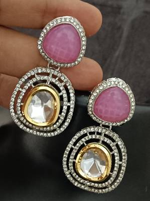Ruby white moissanite stones cz show stopper earrings set 2