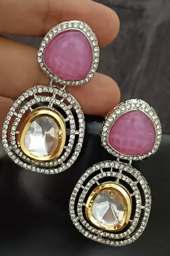 Ruby white moissanite stones cz show stopper earrings set