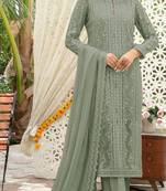 Green chiffon thread embroidered sequin salwar suit