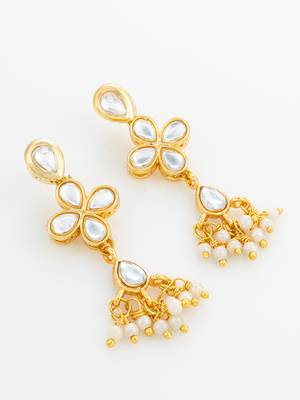floral kundan dangler earrings with pearl accents 3