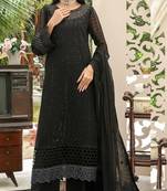 Black chiffon thread embroidered sequin salwar suit