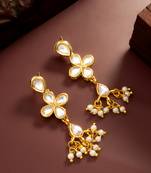 floral kundan dangler earrings with pearl accents