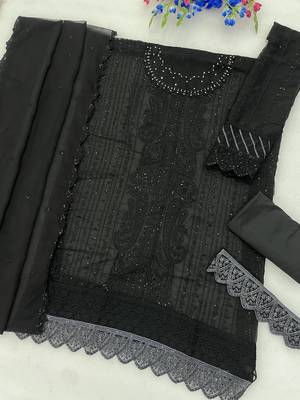 Black chiffon thread embroidered sequin salwar suit 2