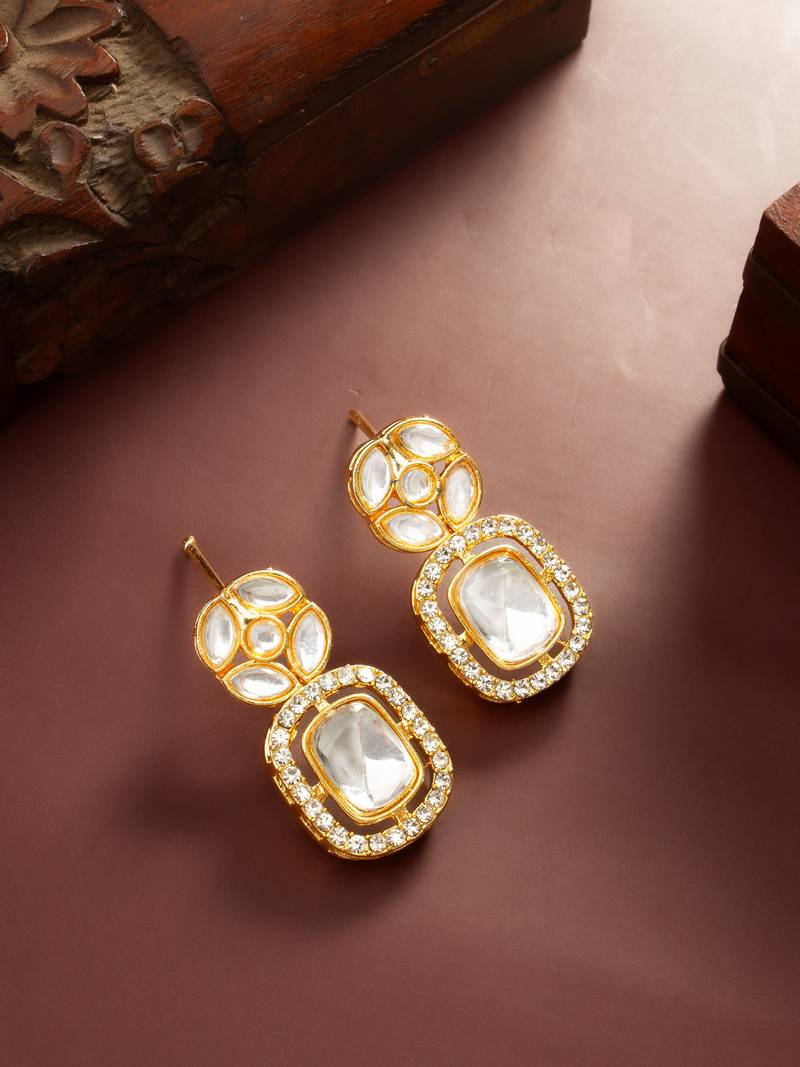 geometric crystal statement earrings