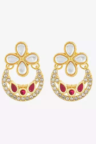 ruby red accent chandbali earrings