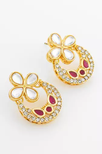 ruby red accent chandbali earrings