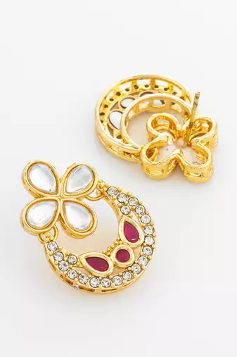 ruby red accent chandbali earrings