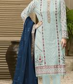 Blue chiffon thread embroidered sequin salwar suit