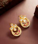 ruby red accent chandbali earrings