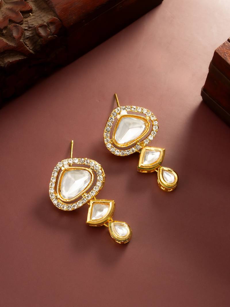 tiered kundan articulated earrings