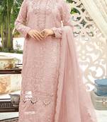 Pink chiffon thread embroidered sequin salwar suit