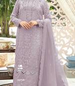 Lavender chiffon thread embroidered sequin salwar suit