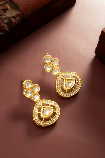 traditional kundan teardrop earrings