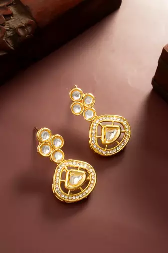 traditional kundan teardrop earrings