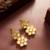 gold plated floral kundan stud earrings
