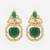 gold plated green stone and ad studded traditional drop earrings