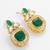 gold plated green stone and ad studded traditional drop earrings