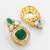 gold plated green stone and ad studded traditional drop earrings