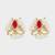 gold plated red kundan and pearl border stud earrings