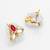 gold plated red kundan and pearl border stud earrings