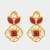 gold plated red stone and kundan traditional floral drop earrings