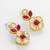 gold plated red stone and kundan traditional floral drop earrings