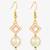 gold plated pink enamel and large pearl drop earrings