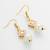 gold plated pink enamel and large pearl drop earrings