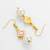 gold plated pink enamel and large pearl drop earrings