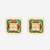gold plated geometric pearl border stud earrings