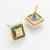 gold plated geometric pearl border stud earrings