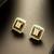 gold plated geometric pearl border stud earrings