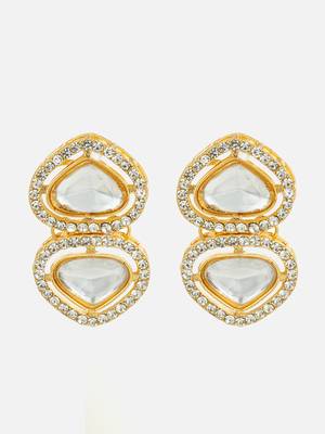 clear kundan gold plated elegant earrings 2