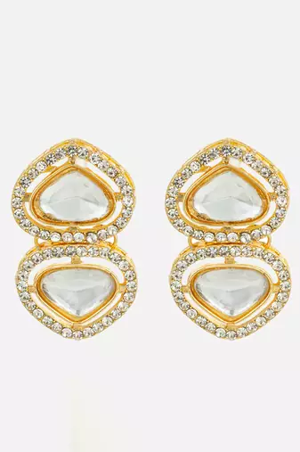 clear kundan gold plated elegant earrings