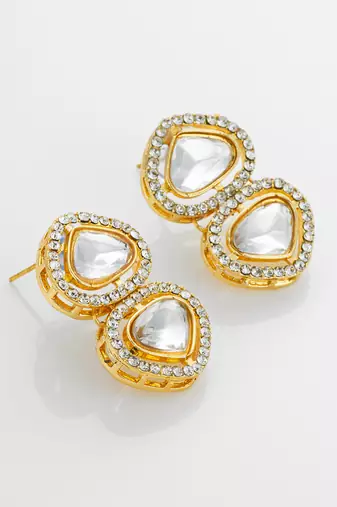 clear kundan gold plated elegant earrings
