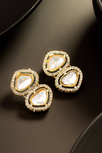 clear kundan gold plated elegant earrings