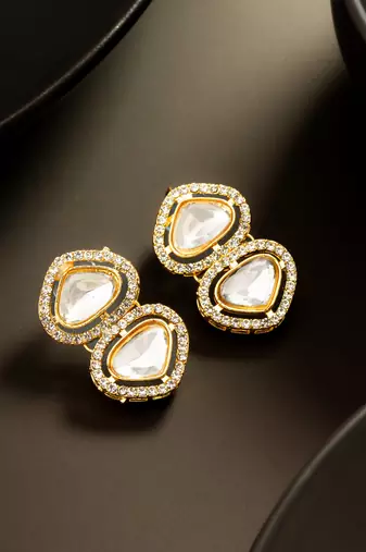 clear kundan gold plated elegant earrings
