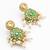 green meenakari kundan hexagonal drop earrings with pearl hangings