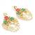 traditional red and green stone chandelier earrings with multi-layer pearl chains