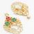 traditional red and green stone chandelier earrings with multi-layer pearl chains