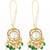 gold plated hook earrings with emerald green bead tassels