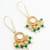 gold plated hook earrings with emerald green bead tassels