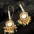 gold plated hook earrings with emerald green bead tassels
